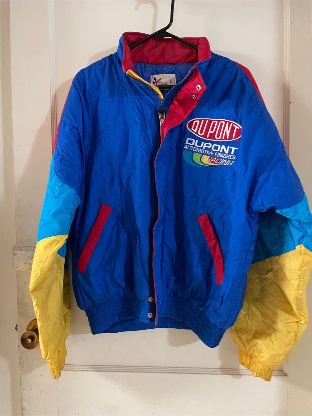 Kids Colorblock Racing Jacket in Blue/Yellow